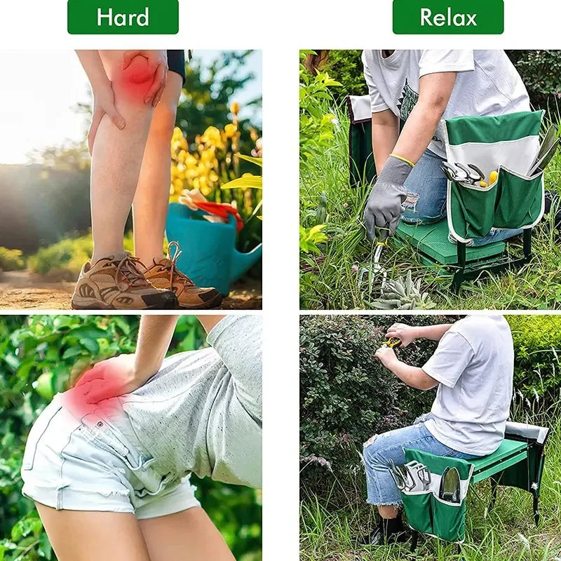 Garden Kneeler Folding Garden Seat with Thicken Widen Soft Kneeling Pad Heavy Duty Foldable Gardener Stool Knee Gardening Bench